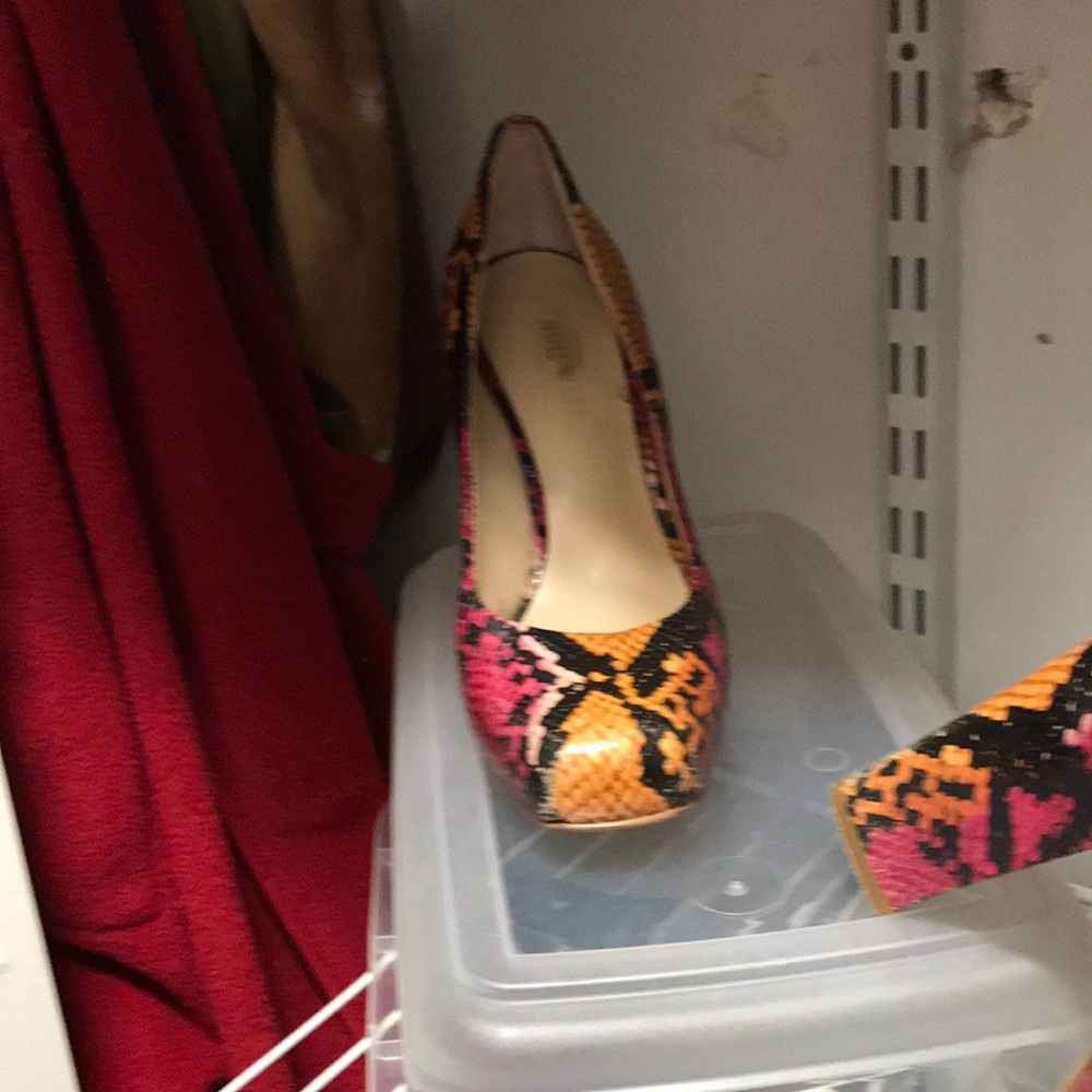 Multi colored snakeskin shoes